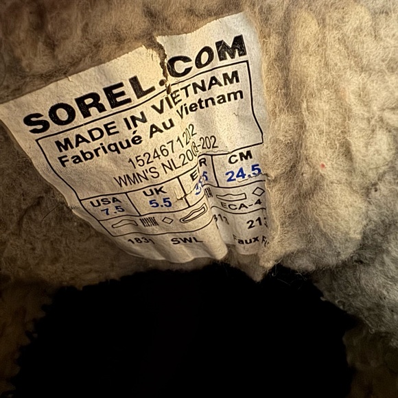 Sorel Tivoli Duck Boots Herringbone Waterproof Winter Black Red Womens Size 7.5 - Picture 5 of 6